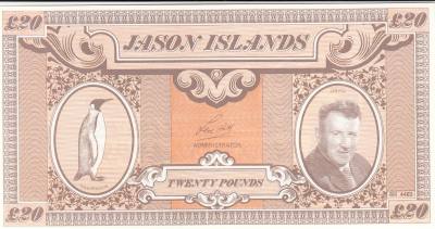 BILLETE JASON ISLAND 20 POUNS 1979 JI-5 SIN CIRCULAR