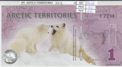 BILLETE TERR. ARTICO 1 DOLLAR 2012 POLIMERO ARC-01 SIN CIRCULAR