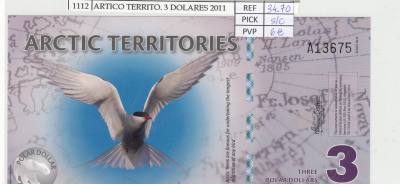 BILLETE TERR. ARTICO 3 DOLARES 2011 POLIMERO ARC-05 SIN CIRCULAR