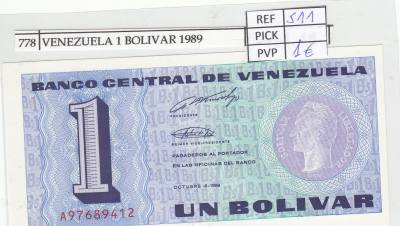 BILLETE VENEZUELA 1 BOLIVAR 1989 P-68 