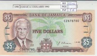 BILLETE JAMAICA 5 DOLARES 1992 P-70d.2 