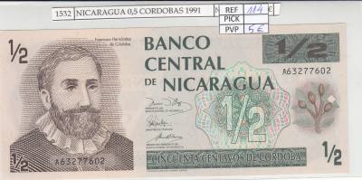 BILLETE NICARAGUA 0,5 CORDOBAS 1991 P-171 