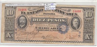 BILLETE MEXICO CHIHUAHUA 10 PESOS 1914 P-S533a.2