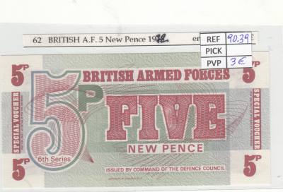 BILLETE BRITISH A.F. 5 PENCE 6 SERIE 1972 P-M44a