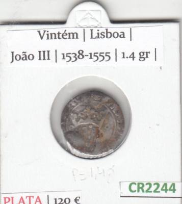 CR2244 MONEDA PORTUGAL JOAO III 1538-1555 VINTEM PLATA BC