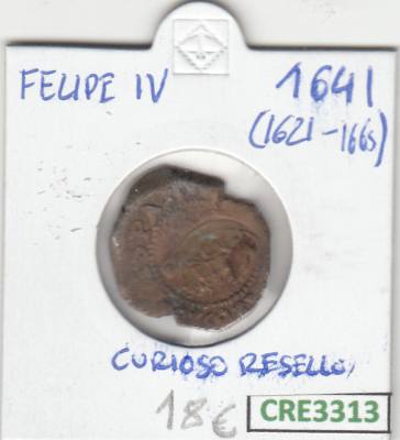 CRE3313 MONEDA ESPAÑA FELIPE IV 1641 CURIOSO RESELLO BC