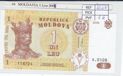 BILLETE MOLDAVIA 1 LEU 2005 P-8f