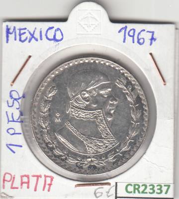 CR2337 MONEDA MEXICO 1 PESO PLATA 1967 SIN CIRCULAR