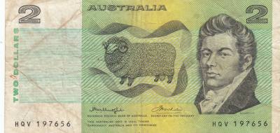 CRBX0487 BILLETE AUSTRALIA 2 DOLARES 1966-72 BC