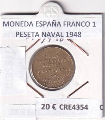 CRE4354 MONEDA ESPAÑA FRANCO 1 PESETA NAVAL 1948