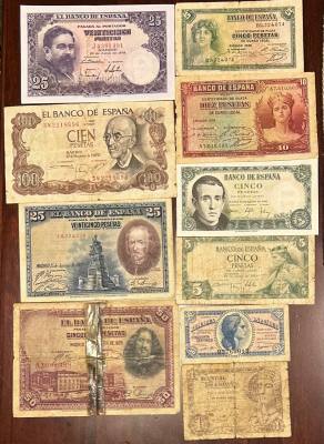 CRBL0400 LOTE DE 10 BILLETES ESPAÑAS DIFERENTES 