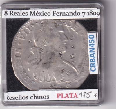 CRBAN450 MONEDA ESPAÑA FERNANDO VII 8 REALES 1809 MEXICO RESELLO CHINO