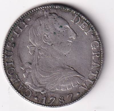 CRBAN951 MONEDA ESPAÑA CARLOS III 8 REALES 1787 MEXICO FM 26,7 GR PLATA