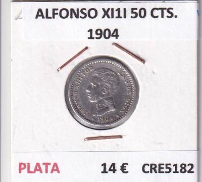 CRE5182 MONEDA ESPAÑA ALFONSO XI1I 50 CENTIMOS 1904 PLATA