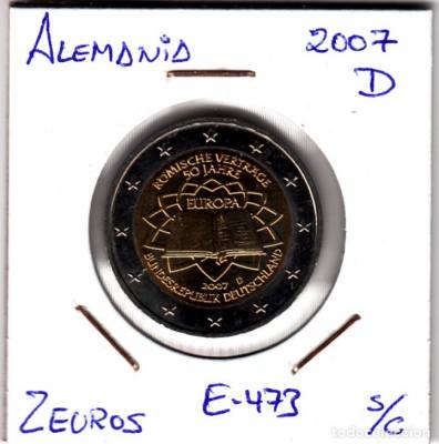 MONEDA 2 EUROS ALEMANIA 2007 TRATADO DE ROMA