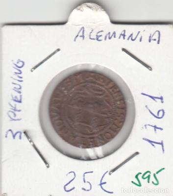MONEDA ALEMANIA 3 PFENING 1761 MBC