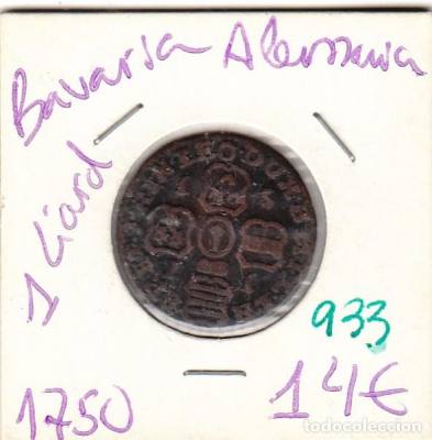 MONEDA ALEMANIA BAVARIA 1 LIARD 1750 BC