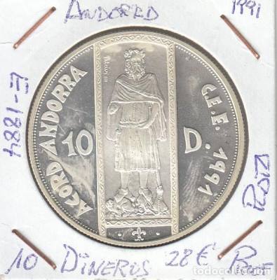 MONEDA ANDORRA 10 DINEROS 1991 PLATA