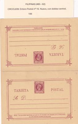 CRCOL839 ENTERO POSTAL FILIPINAS Nº 16 VER DESCRIPCON EN FOTO 