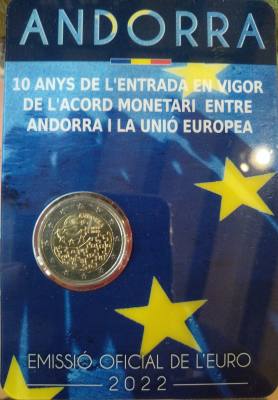 HEUR0621 MONEDA ANDORRA 2 EUROS 2022 (Acuerdo monetario) COIN CARD