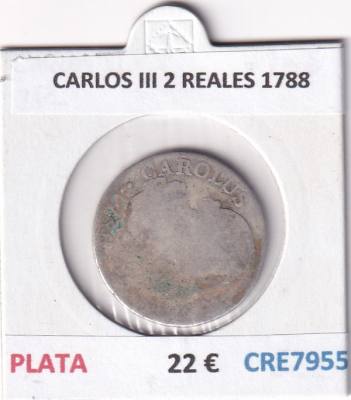 CRE7955 MONEDA ESPAÑA CARLOS III 2 REALES 1788 PLATA