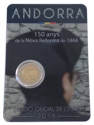 HEUR0624 MONEDA ANDORRA 2 EUROS 2014 (Reforma de 1866) COIN CARD