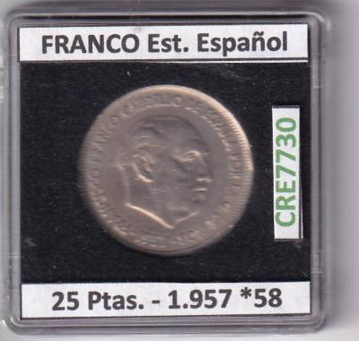 CRE7730 MONEDA ESPAÑA ESTADO ESPAÑOL 25 PESETAS 1957 *58