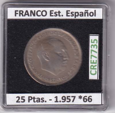 CRE7735 MONEDA ESPAÑA ESTADO ESPAÑOL 25 PESETAS 1957 *66