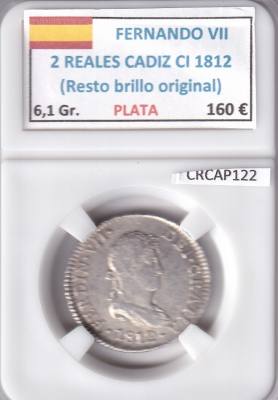 CRCAP122 MONEDA ESPAÑA FERNANDO VII 2 REALES CADIZ CI 1812 RBO