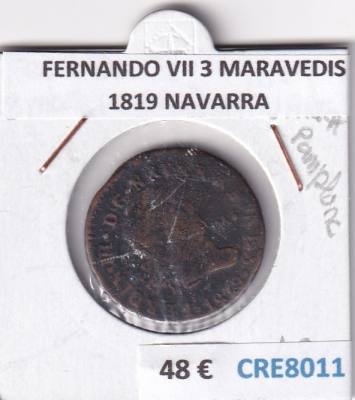 CRE8011 MONEDA ESPAÑA FERNANDO VII 3 MARAVEDIS 1819 NAVARRA 