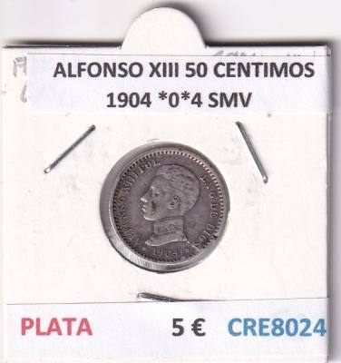 CRE8024 MONEDA ESPAÑA ALFONSO XIII 50 CENTIMOS 1904 *0*4 SMV 