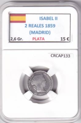 CRCAP133 MONEDA ESPAÑA ISABEL II 2 REALES 1859 MADRID PLATA
