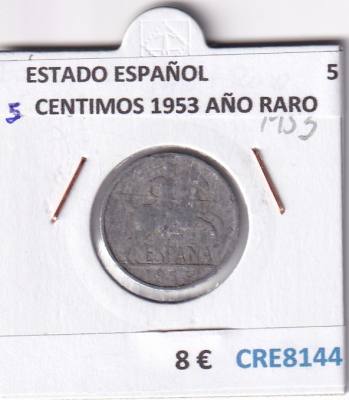 CRE8144 MONEDA ESPAÑA ESTADO ESPAÑOL 5 CENTIMOS 1953 AÑO RARO