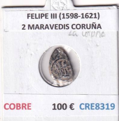 CRE8319 MONEDA ESPAÑA FELIPE III (1598-1621) 2 MARAVEDIS CORUÑA COBRE