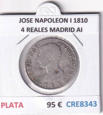 CRE8343 MONEDA ESPAÑA JOSE NAPOLEON I 1810 4 REALES MADRID AI PLATA