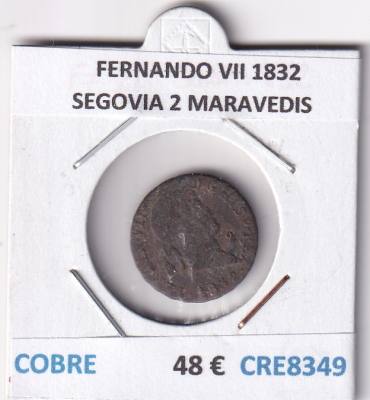 CRE8349 MONEDA ESPAÑA FERNANDO VII 1832 SEGOVIA 2 MARAVEDIS COBRE
