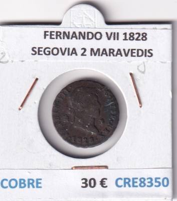 CRE8350 MONEDA ESPAÑA FERNANDO VII 1828 SEGOVIA 2 MARAVEDIS COBRE