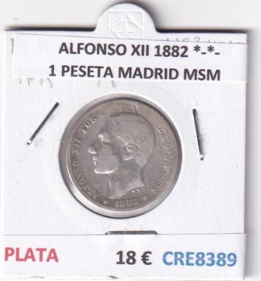 CRE8389 MONEDA ESPAÑA ALFONSO XII 1882 *-*- 1 PESETA MADRID MSM PLATA