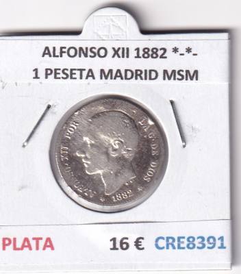 CRE8391 MONEDA ESPAÑA ALFONSO XII 1882 *-*- 1 PESETA MADRID MSM PLATA