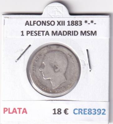 CRE8392 MONEDA ESPAÑA ALFONSO XII 1883 *-*- 1 PESETA MADRID MSM PLATA