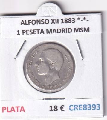 CRE8393 MONEDA ESPAÑA ALFONSO XII 1883 *-*- 1 PESETA MADRID MSM PLATA