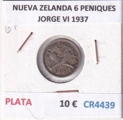 CR4439 MONEDA NUEVA ZELANDA 6 PENIQUES JORGE VI 1937 PLATA