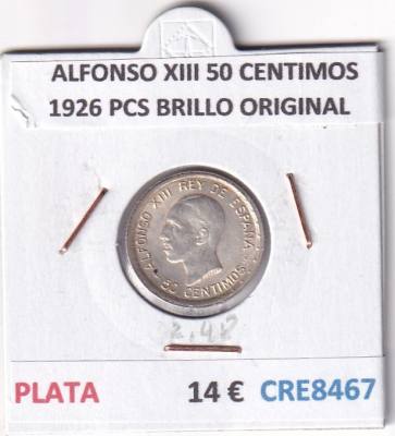 CRE8467 MONEDA ESPAÑA ALFONSO XIII 50 CENTIMOS 1926 PCS BRILLO ORIGINAL