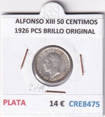 CRE8475 MONEDA ESPAÑA ALFONSO XIII 50 CENTIMOS 1926 PCS BRILLO ORIGINAL