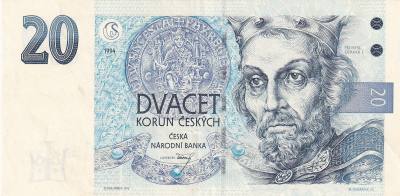 CRBX1605 BILLETE CHECOSLOVAQUIA 20 KORUN 1994 MBC