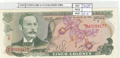 CRJ1242 BILLETE COSTA RICA 5 COLONES 1981 P-236d.12