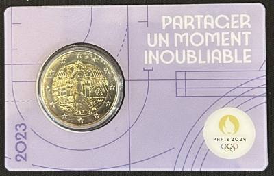 HEUR0642 MONEDA FRANCIA 2 EUROS 2023 (JJOO París 2024) Color violeta COIN CARD