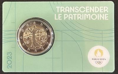 HEUR0643 MONEDA FRANCIA 2 EUROS 2023 (JJOO París 2024) Color verde COIN CARD