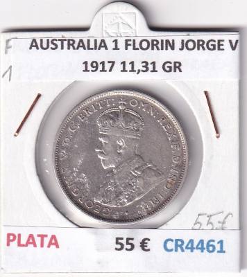 CR4461 MONEDA AUSTRALIA 1 FLORIN JORGE V 1917 11,31 GR PLATA