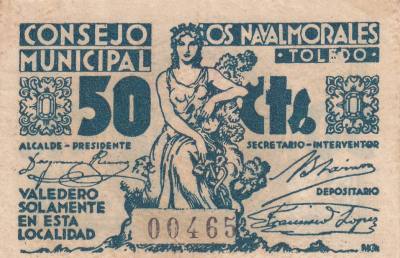 CRBL0610 BILLETE LOCAL ESPAÑA NAVALMORALES (TOLEDO) 50 CENTIMOS 1937 MBC